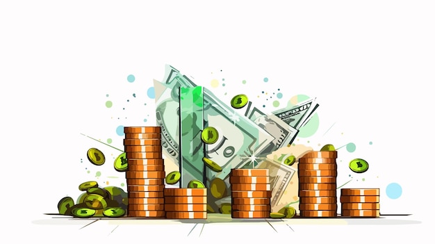 Vector money graph cartoon vector illustration