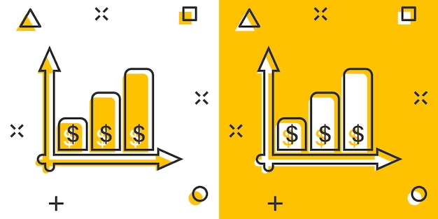 Money growth icon in comic style Arrow progress cartoon vector illustration on white isolated background Career splash effect business concept