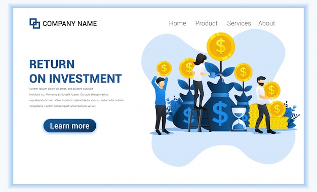 Money investing concept with people grow coins, profit income, royalties from investments.  