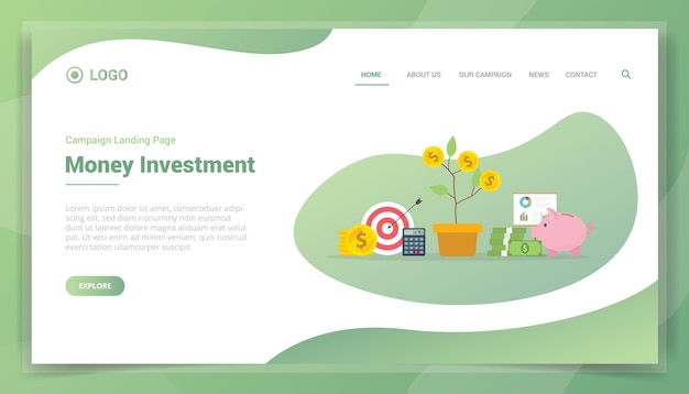 Money investment concept for website template landing homepage