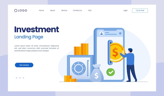 Vector money investment growth successful flat vector illustration for banner and landing page banner