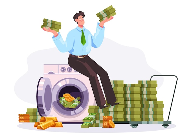 Money launder laundry wash dirty criminal concept graphic design illustration