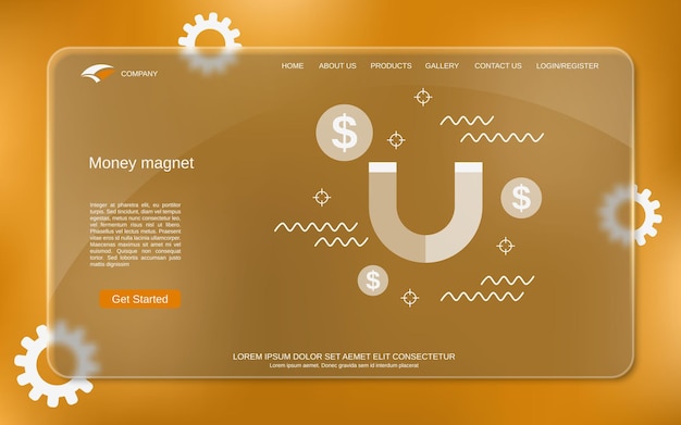 Money magnet vector concept illustration