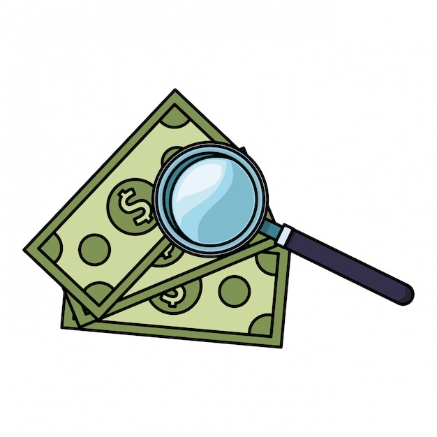 Money and magnifying glass