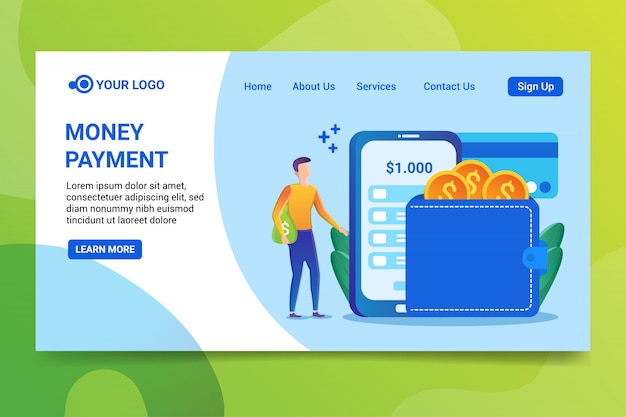 Money payment landing page