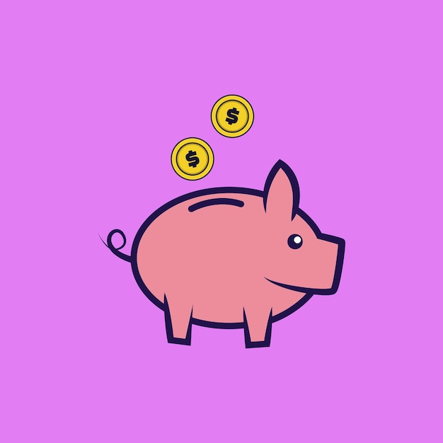 Money and piggy bank icon illustration