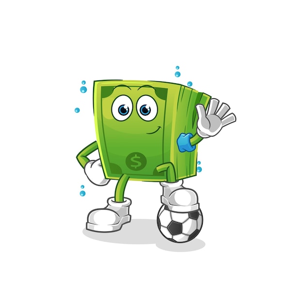 Money playing soccer illustration. character vector