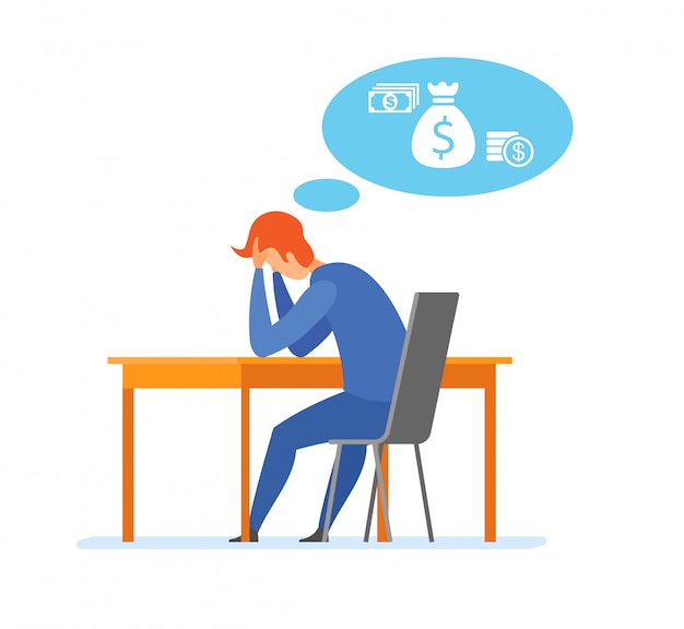 Money problem Financial Trouble Flat Illustration