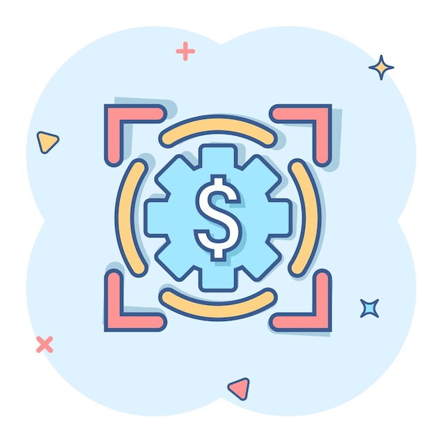 Money revenue icon in comic style Dollar coin cartoon vector illustration on white isolated background Finance structure splash effect business concept