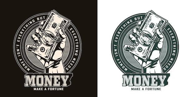 Money round vintage monochrome print