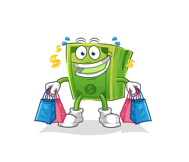 Money shoping mascot. cartoon vector