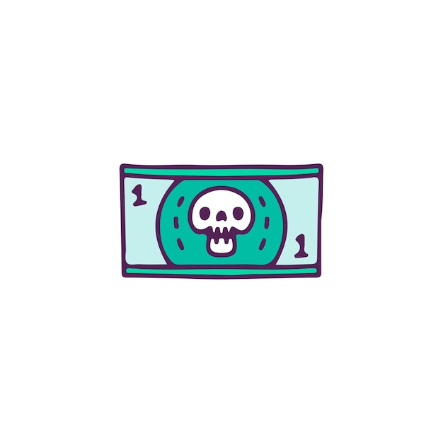 Money and skull, illustration for t-shirt, sticker, or apparel merchandise.