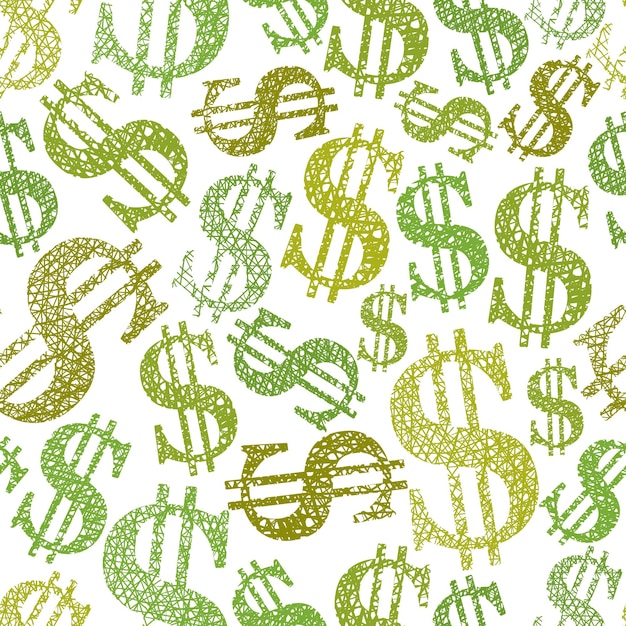 Money theme seamless pattern, Dollar symbols repeating vector background.