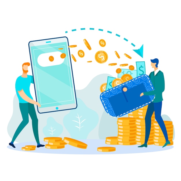 Money Transfer via Digital Wallet Illustration