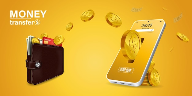 money transfer via smartphoneMoney flows from wallet to mobilecurrency exchange money transfer app