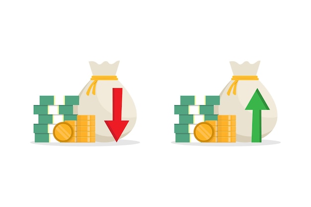 Money up and down money profit and loss vector illustration design