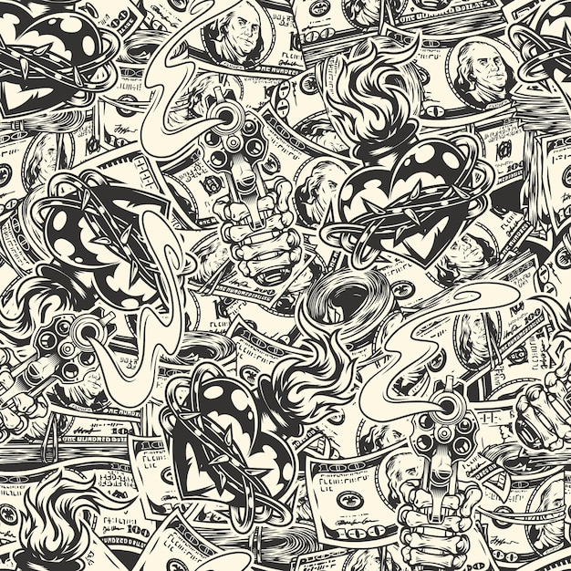 Money vintage seamless pattern