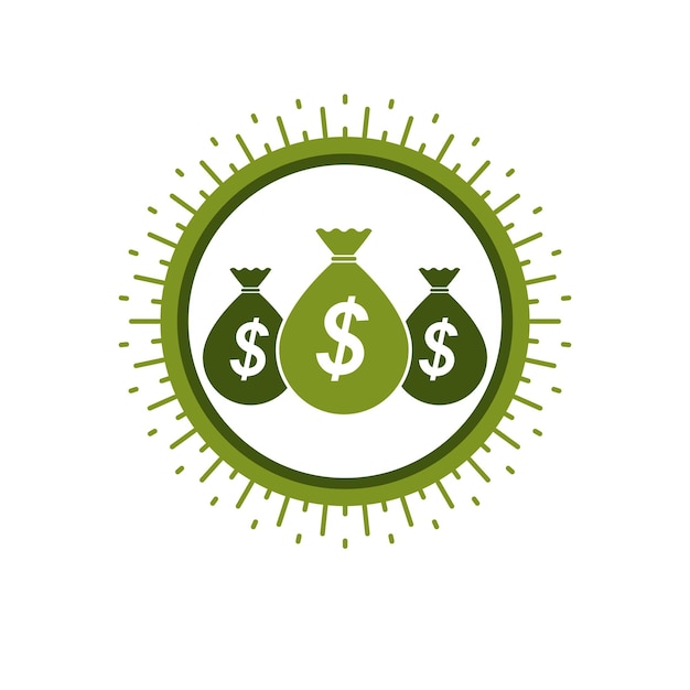 Moneybags with Dollar signs, vector icon. Investment, Savings, Wealth.