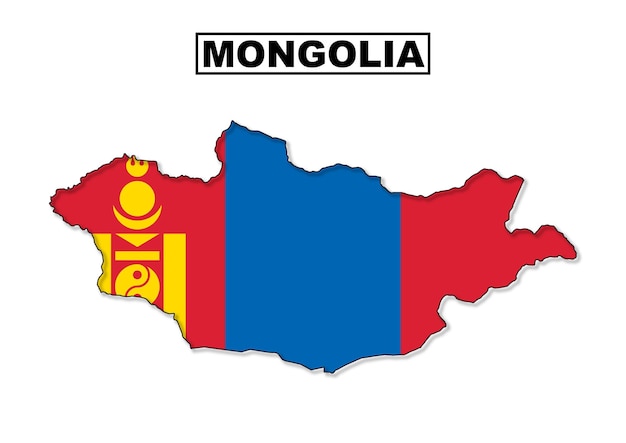 Mongolia flag map in vector