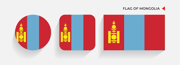 Mongolia Flags arranged in round square and rectangular shapes