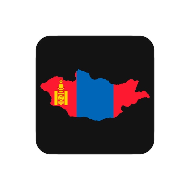 Mongolia map silhouette with flag on black background