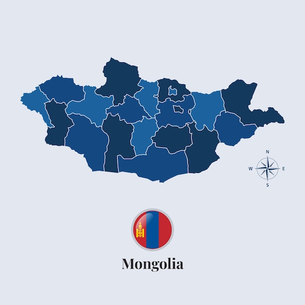 Mongolia map with flag Mongolia flag map