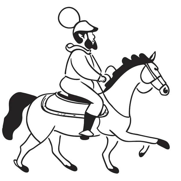 mongolian cavalry clear and meticulous vector illustration doodle line art