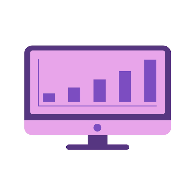 Monitor Displaying Diagram Flat Vector Illustration