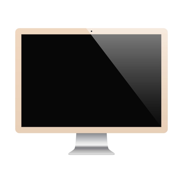 Monitor gold color with blank screen isolated on white background. stock illustration