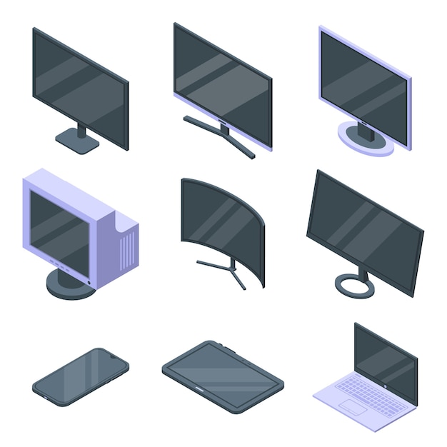 Monitor icons set.