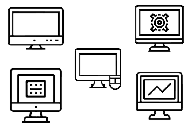 Monitor Set Vector Design On White Background illustration