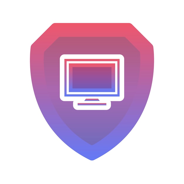 monitor shield logo gradient design template icon element