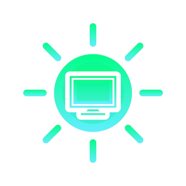 Monitor sun logo gradient design template icon element