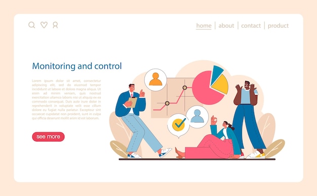 Monitoring and control in it project management illustration of team analysis and performance