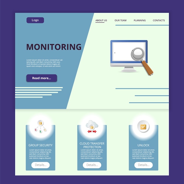 Monitoring flat landing page website template group security