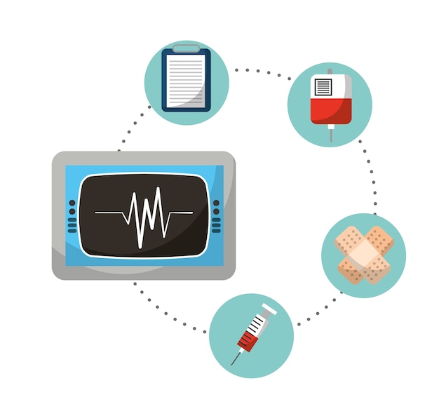 monitoring rate cardiology medical icons