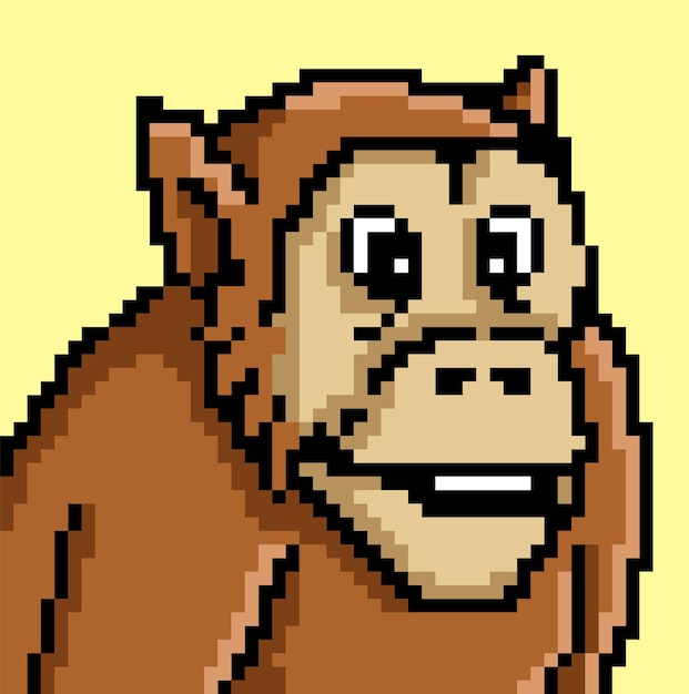 monkey animal face colorful pixel art illustration