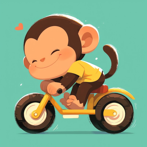 A monkey in a bicycle cartoon style