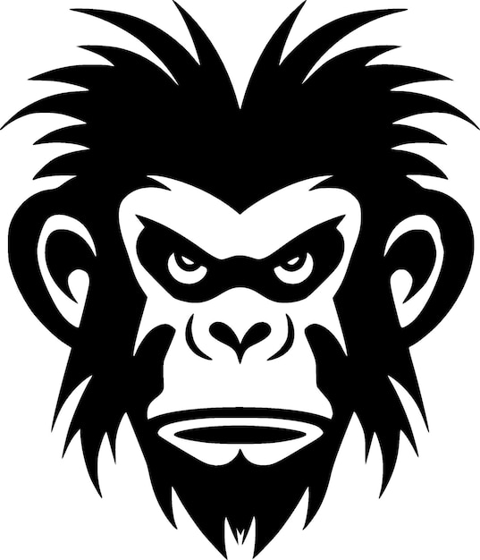 Monkey Black and White Isolated Icon Vector illustration