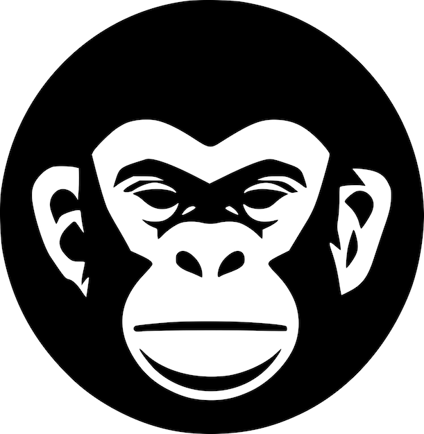 Monkey Black and White Isolated Icon Vector illustration