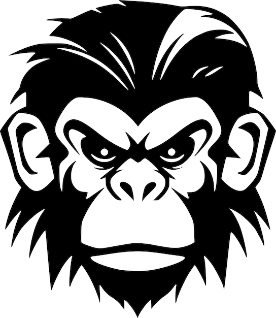 Monkey Black and White Vector illustration