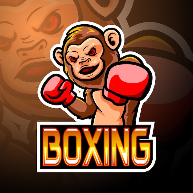 Monkey boxing e sport logo mascot design