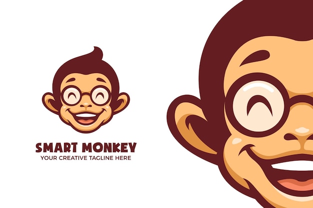 Monkey Cartoon Mascot Character Logo Template