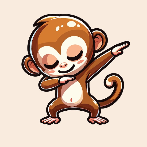 Monkey Dabbing Illustration Vector