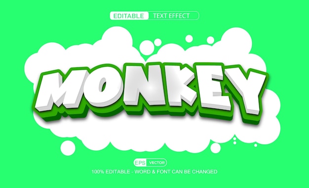 Monkey Editable Text Effect Vector With Cute Background