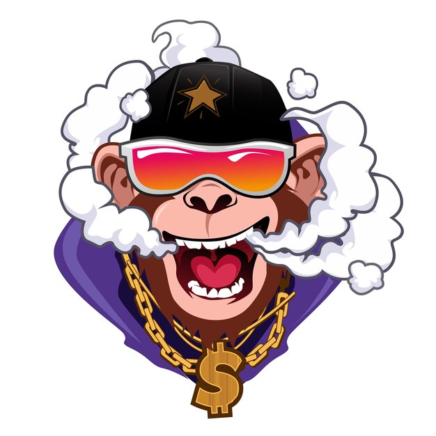 Vector monkey funky vapor cartoon 