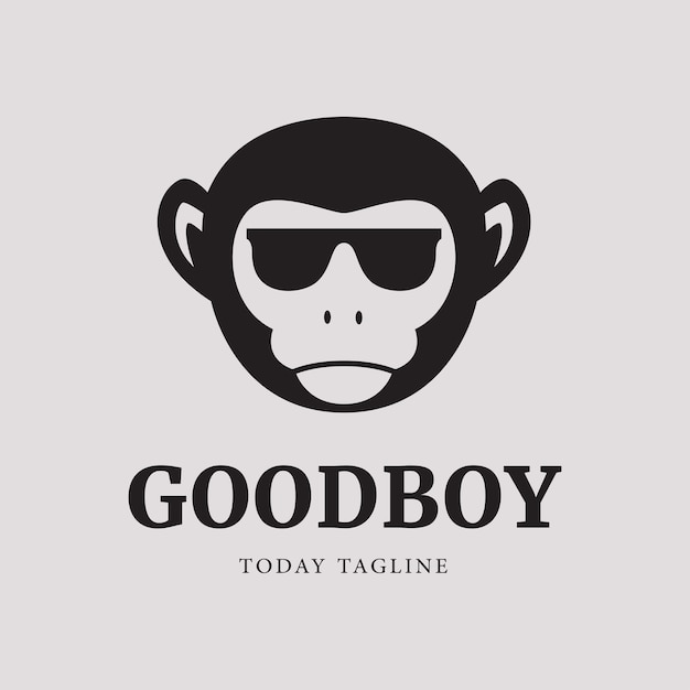 Monkey head cool logo design vector graphic illustration