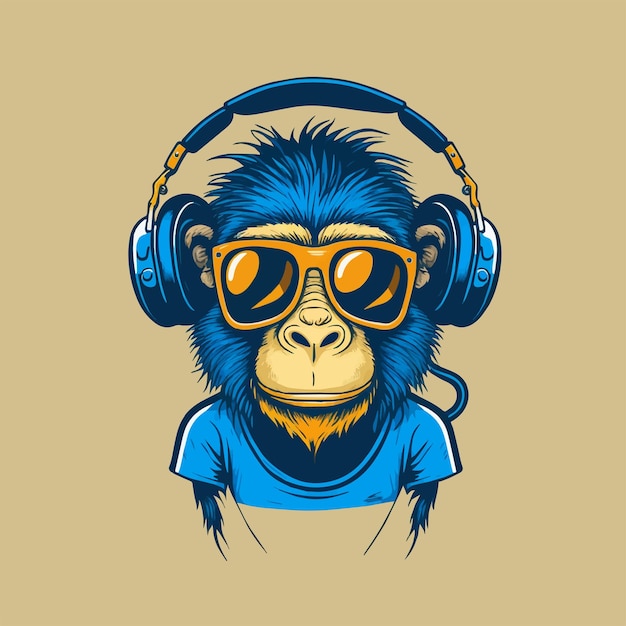 Monkey Head Face mascot logo Illustration Geek Chimpanzee Icon Badge