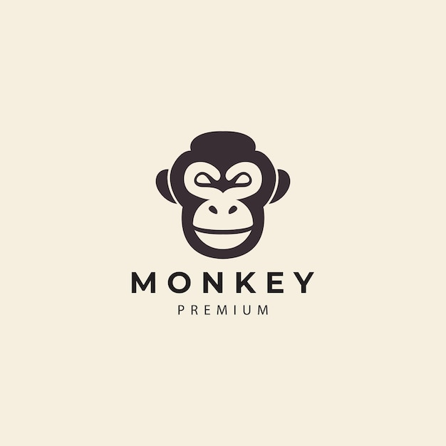 Monkey head logo animal design vector icon illustration