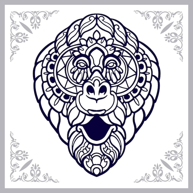 Monkey head mandala arts isolated on white background